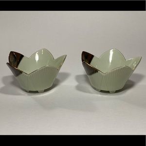 Footed vintage Japanese lotus bowls